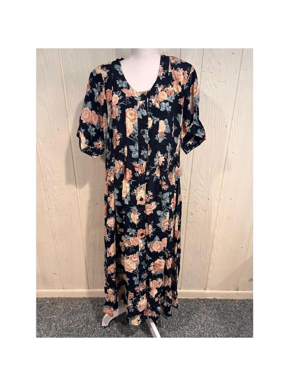 Lane Bryant Katy D Women's Floral Dress Size 14 Blue Pink
